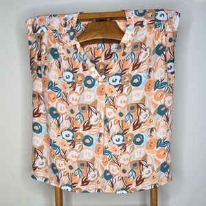 Ann Taylor Flower Print Sleeveless Blouse